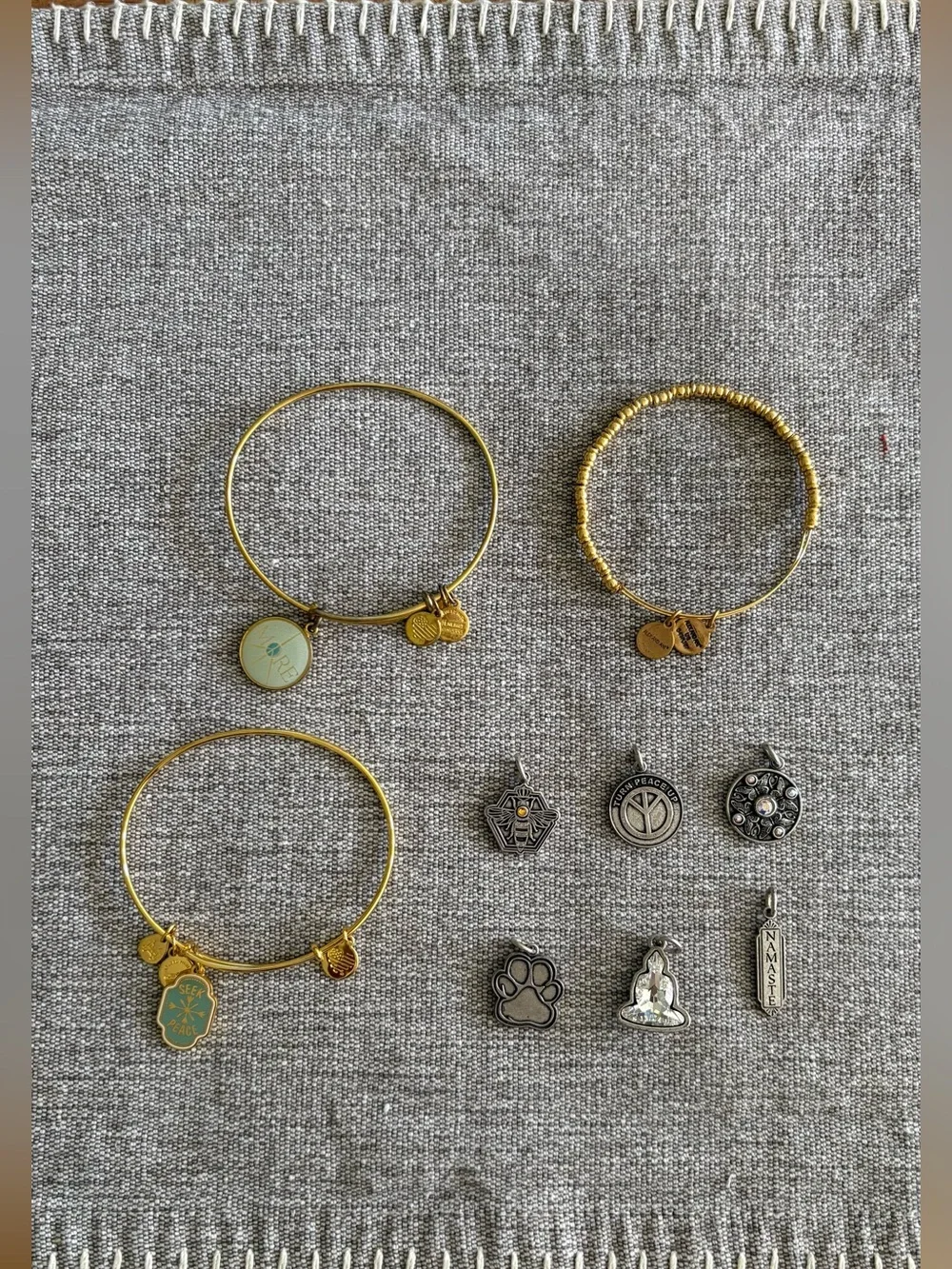 Alex and Ani Gold-Tone Bracelets with Assorted Charms